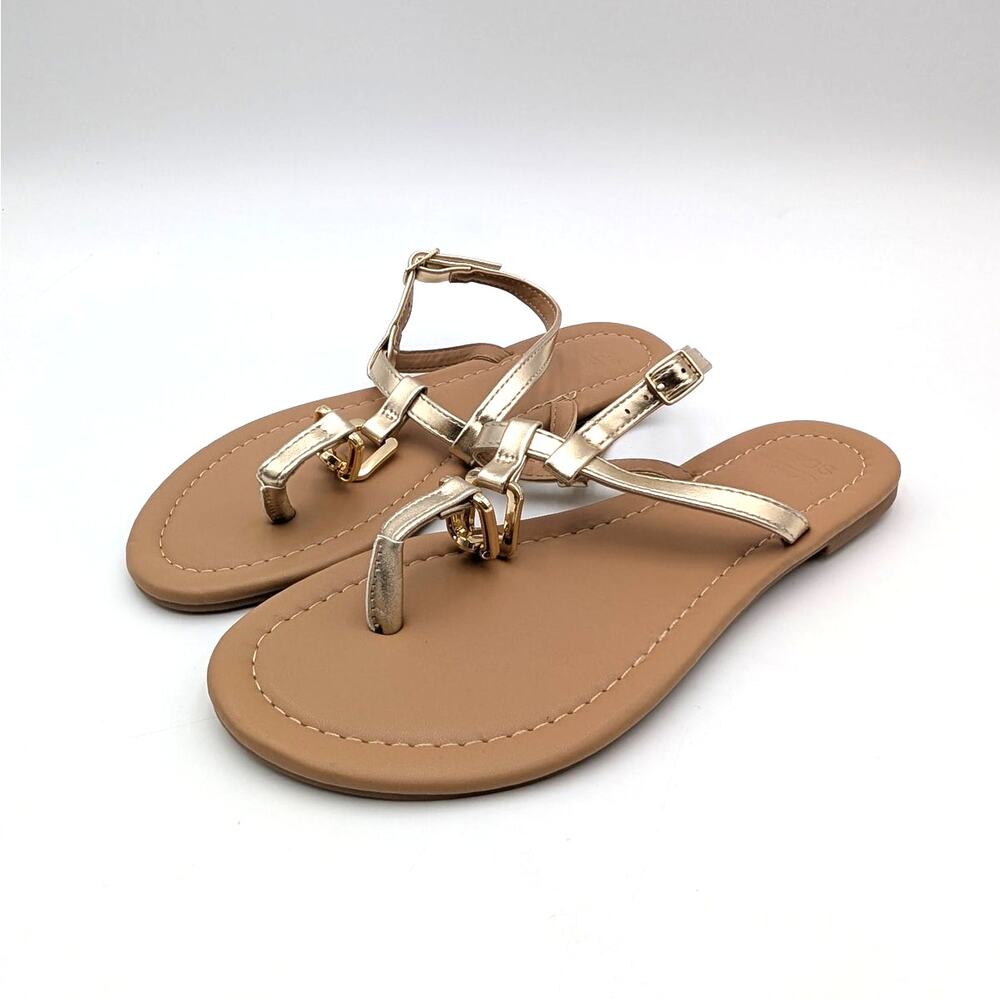 Asos Design Fortune Hardware Sandals Open Toe Women's Gold Size US7W EU38